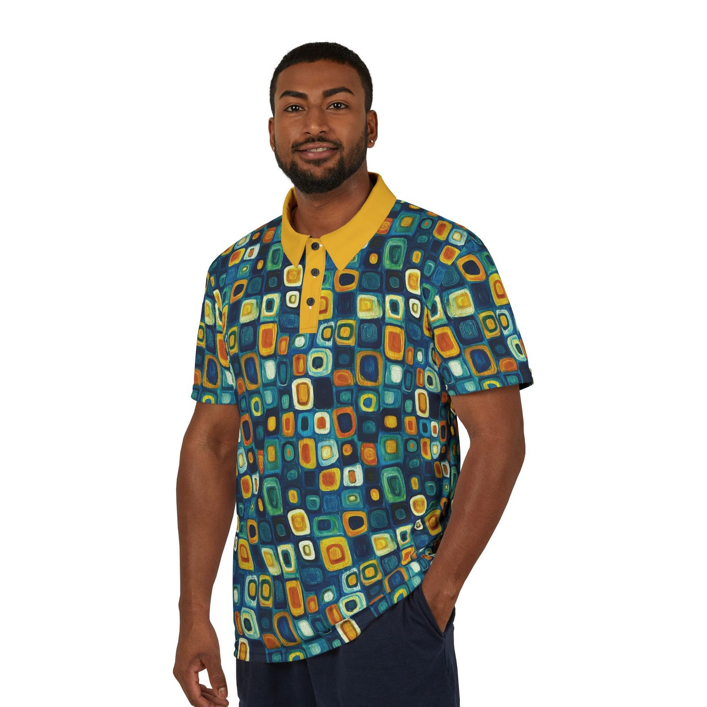 "Soul Mosaic", Unisex Polo Shirt (Yellow Collar)