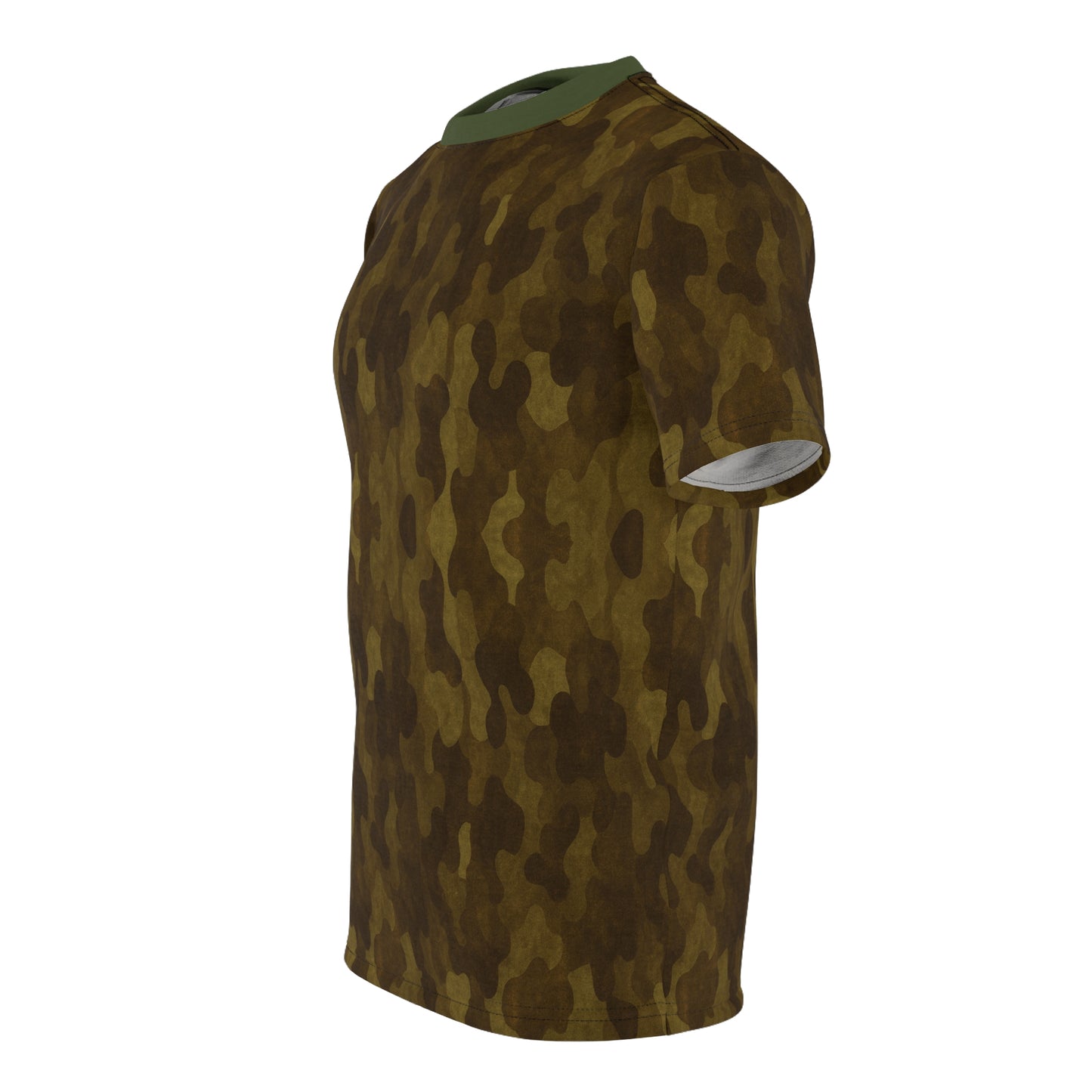 "Swamp Recon Camouflage", Unisex Tee (Fen Moss Green Collar)