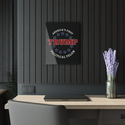 "TRUMP - America's First Political Felon", Acrylic Wall Prints (French Cleat Hanging) (Void Black)