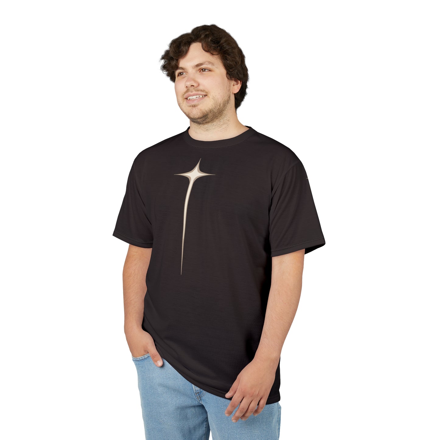 "Acts 17:28", Unisex T-shirt (Licorice Black)
