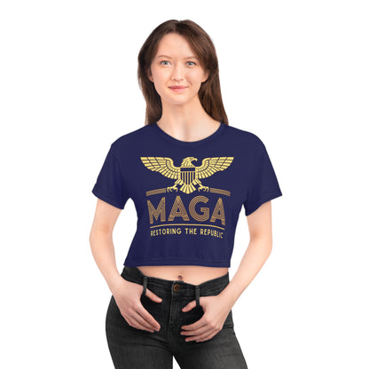"MAGA - Restoring the Republic", Crop Tee (Obsidian Blue)