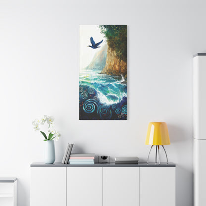 "Sky Kin VI – Gannet Over the Spiral Sea", Fine Art Matte Canvas, Stretched, 1.25"