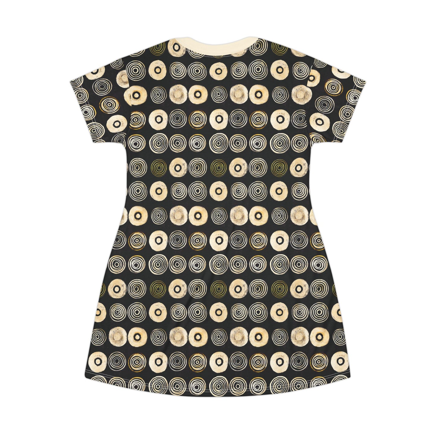 "Punk Polka", Wearable Pattern Art T-Shirt Dress (Iced Almond Collar)