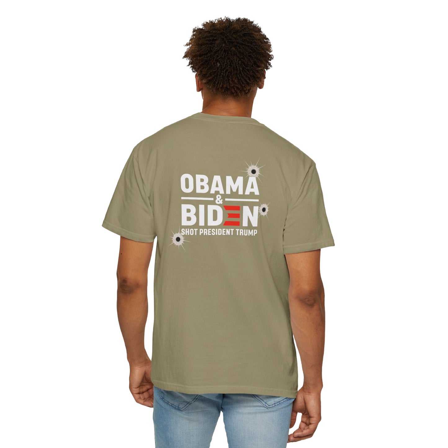 "Obama & Biden Shot President Trump", Unisex Black T-shirt