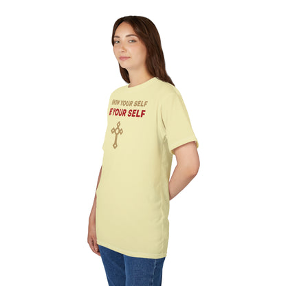 "Know Your Self", Unisex T-shirt (Primrose Light)