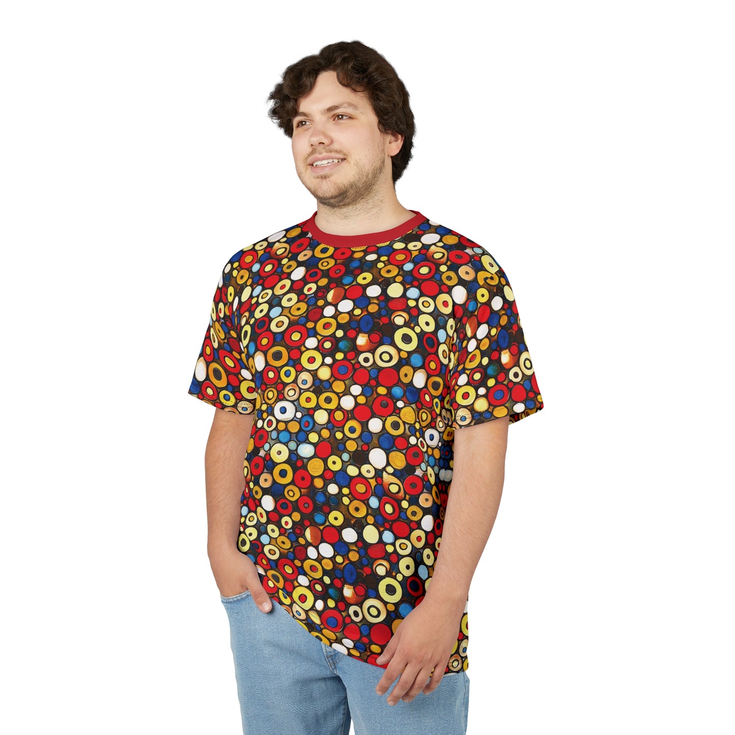 "Bits and Bobs", Unisex Tee (Flame Scarlet Collar)