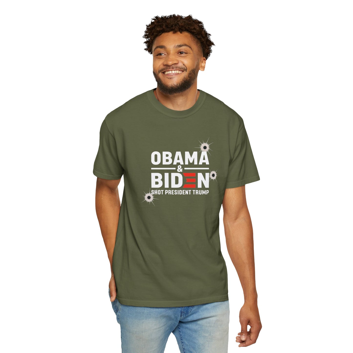 "Obama & Biden Shot President Trump", Unisex Black T-shirt