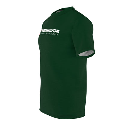 "Progressivism - Enemy of Western Civilization", Unisex Tee (Monsoon Green)