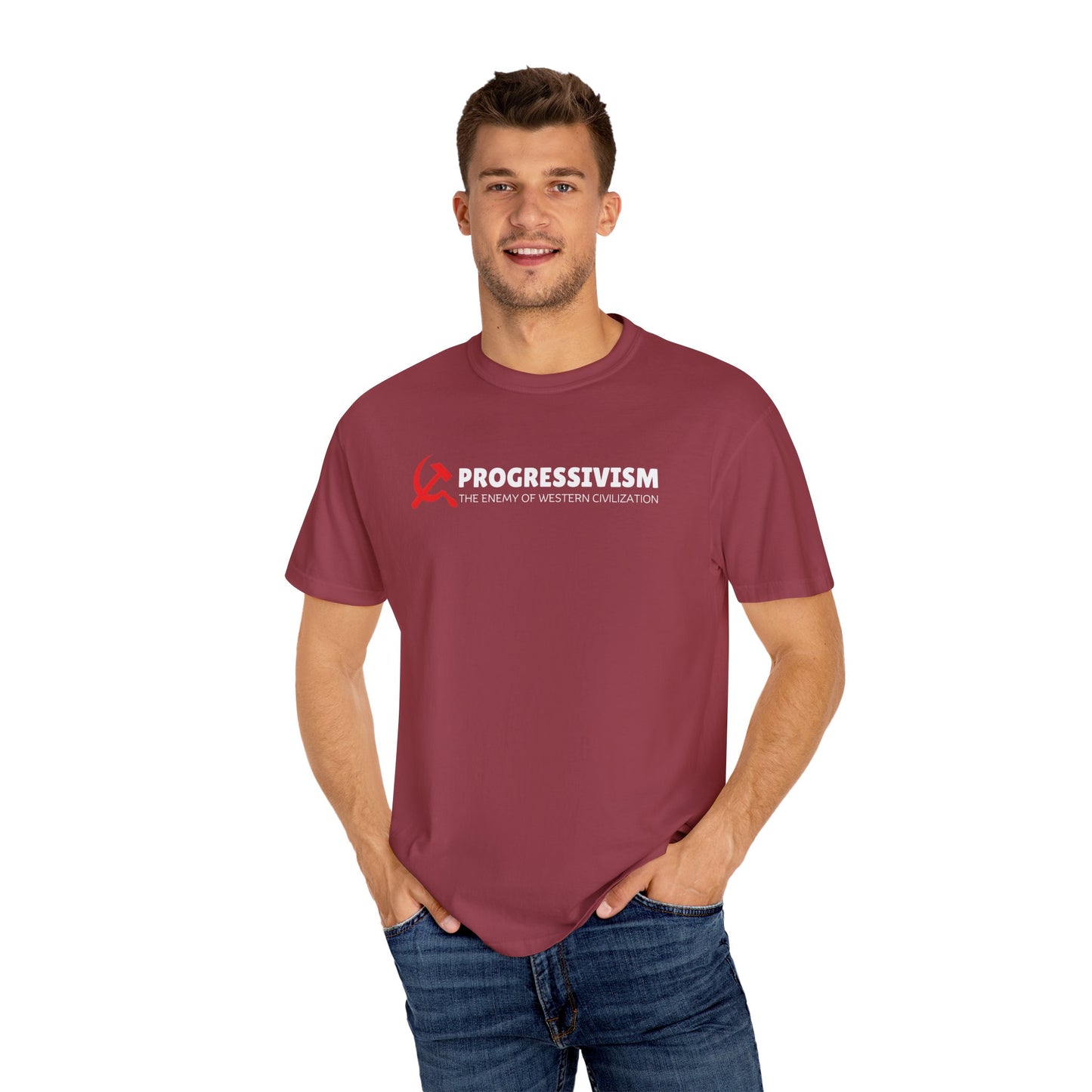 "Progressivism - Enemy of Western Civilization", Unisex T-shirt (Dark Colors)
