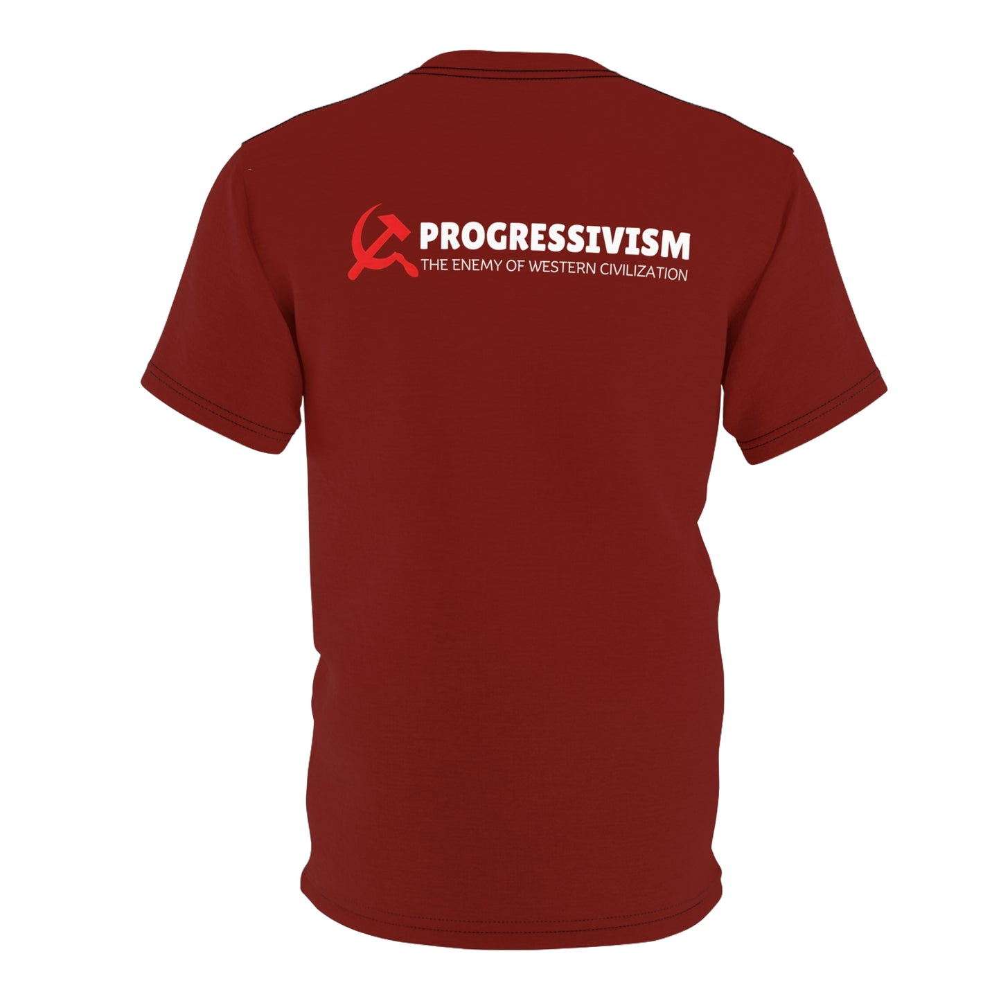 "Progressivism - Enemy of Western Civilization", Unisex Tee (Dark Scarlet)
