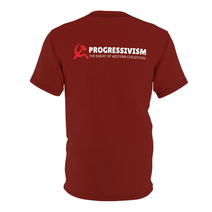 "Progressivism - Enemy of Western Civilization", Unisex Tee (Dark Scarlet)
