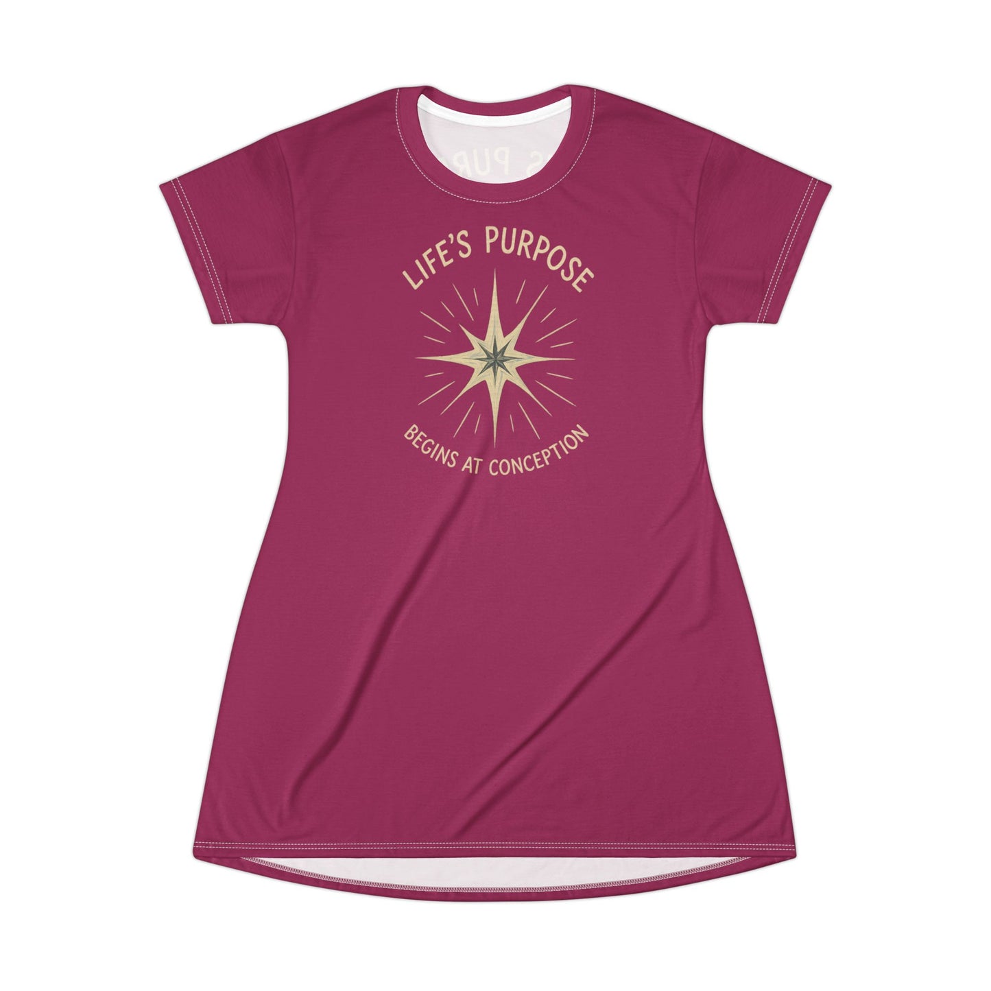 "Life's Purpose Begins at Conception #02", T-Shirt Dress (Jazzberry Jam Pink)