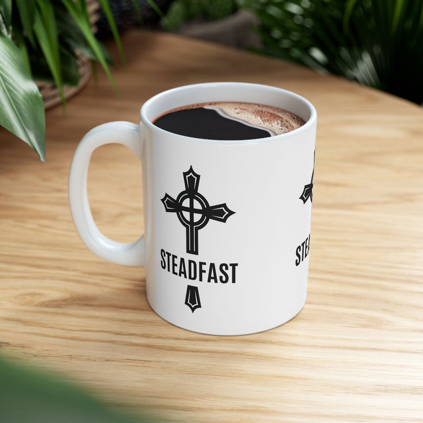 "Steadfast Cross", White Mug, (11oz & 15oz)