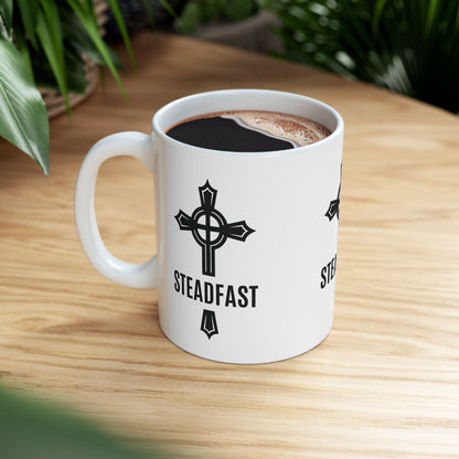 "Steadfast Cross", White Mug, (11oz & 15oz)