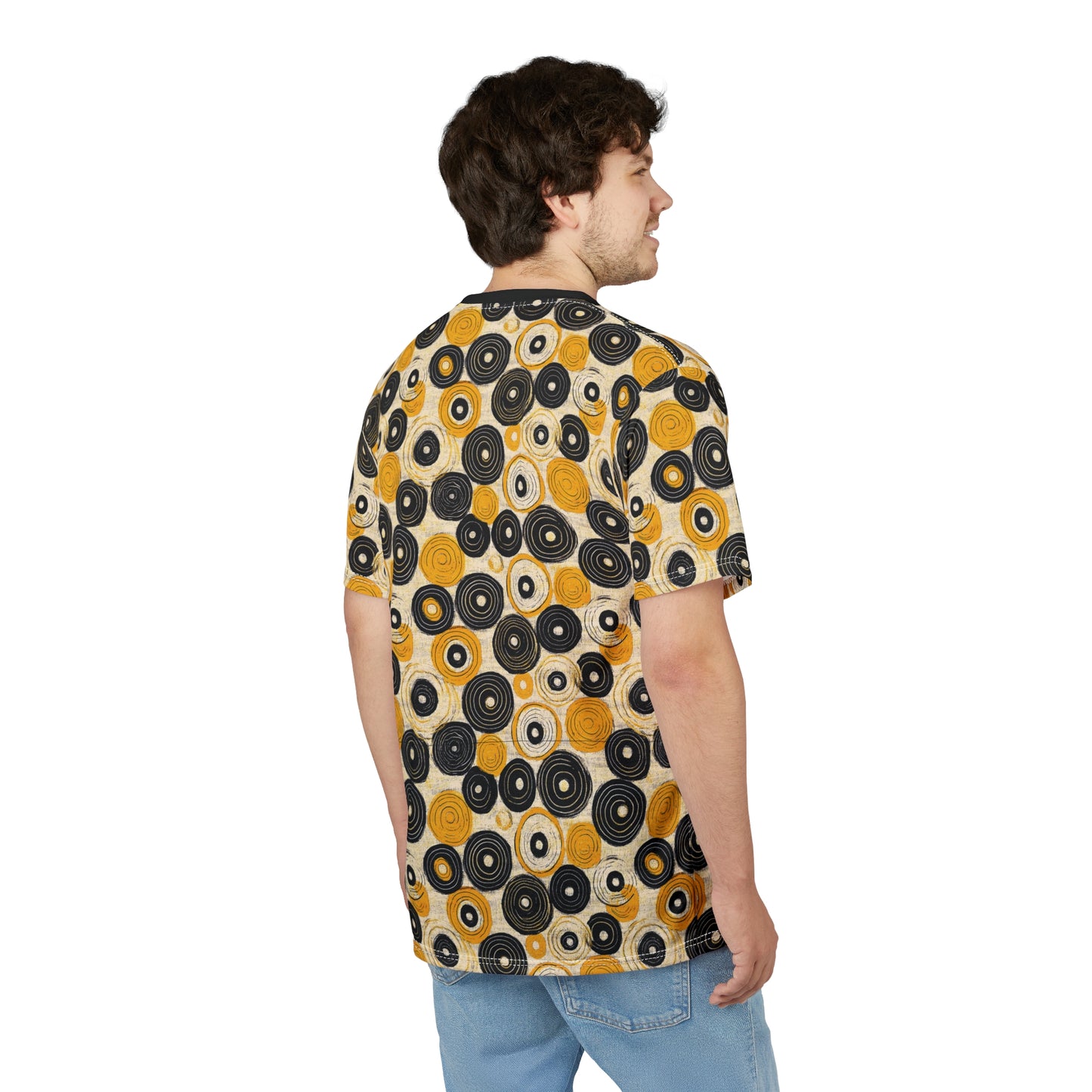 "Old 45's", Wearable Pattern Art Unisex Tee (70's Black Collar)