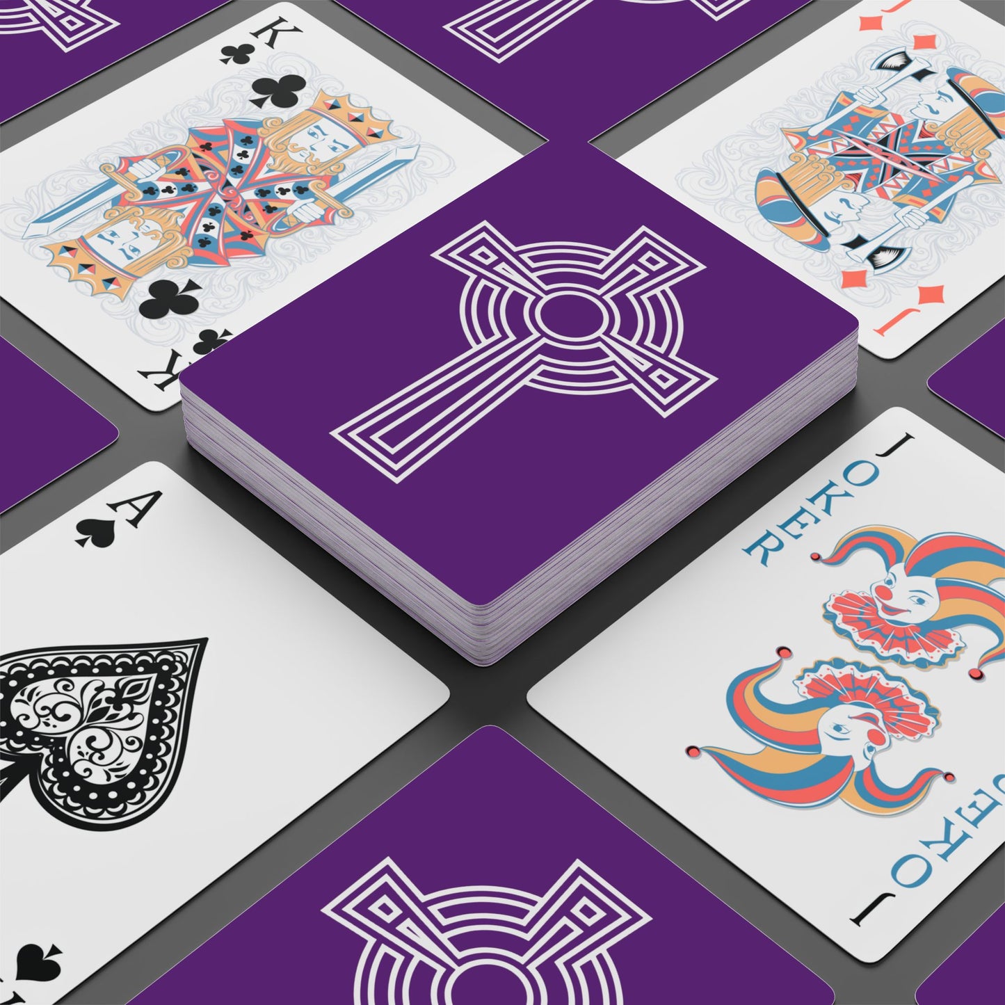 "A Simple High Cross", Christian Playing Cards (Vesper Violet)