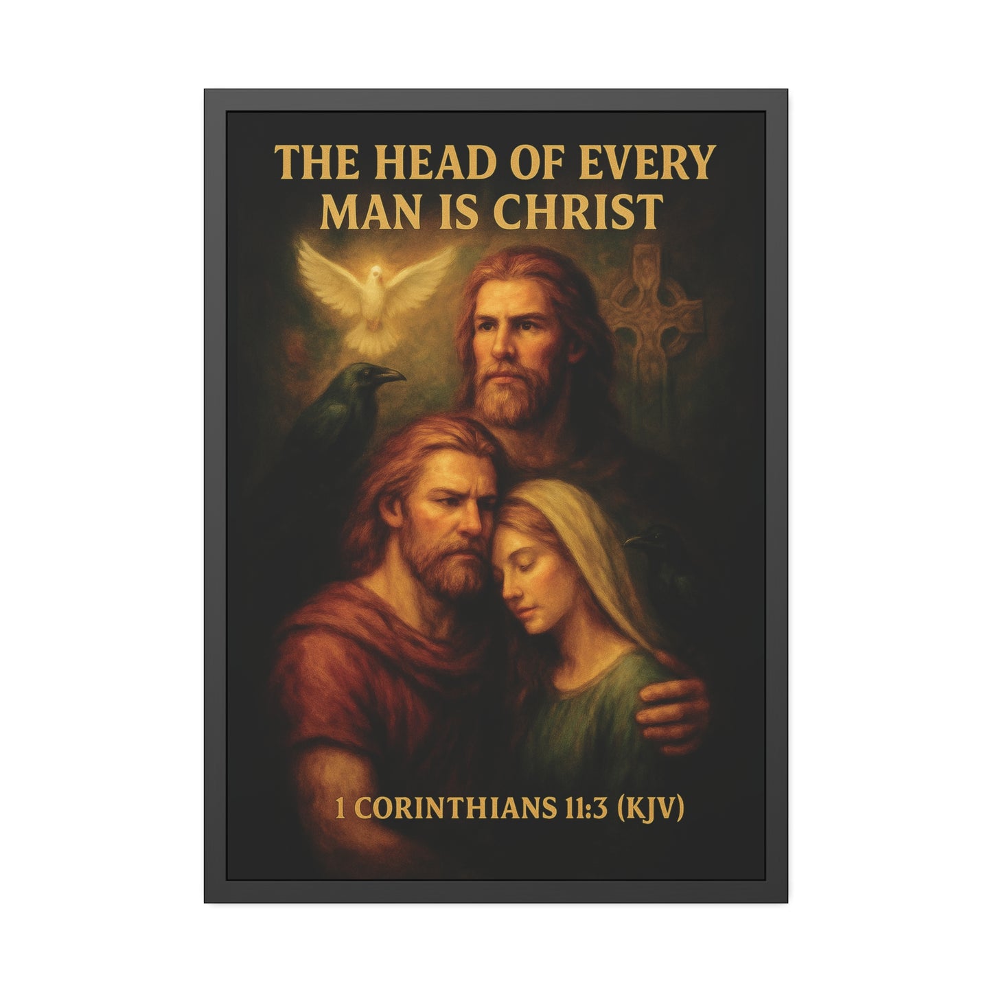 "1 Corinthians 11:3 (KJV)", Framed Paper Poster (Shadow Black)