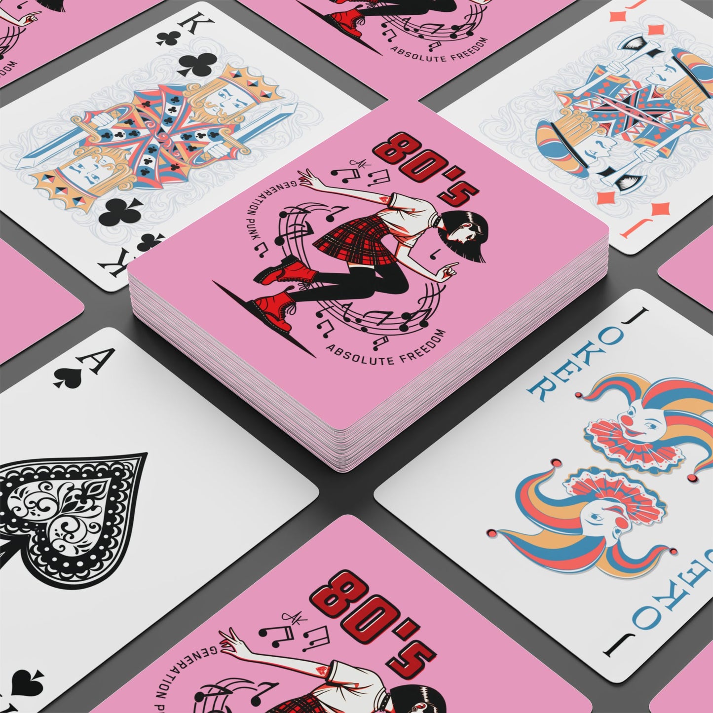 "80's Generation Punk", Retro Playing Cards (Light Hot Pink)