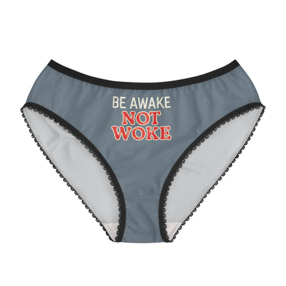 "Be Awake Not Woke" #10, Women's Briefs (Slate Grey)