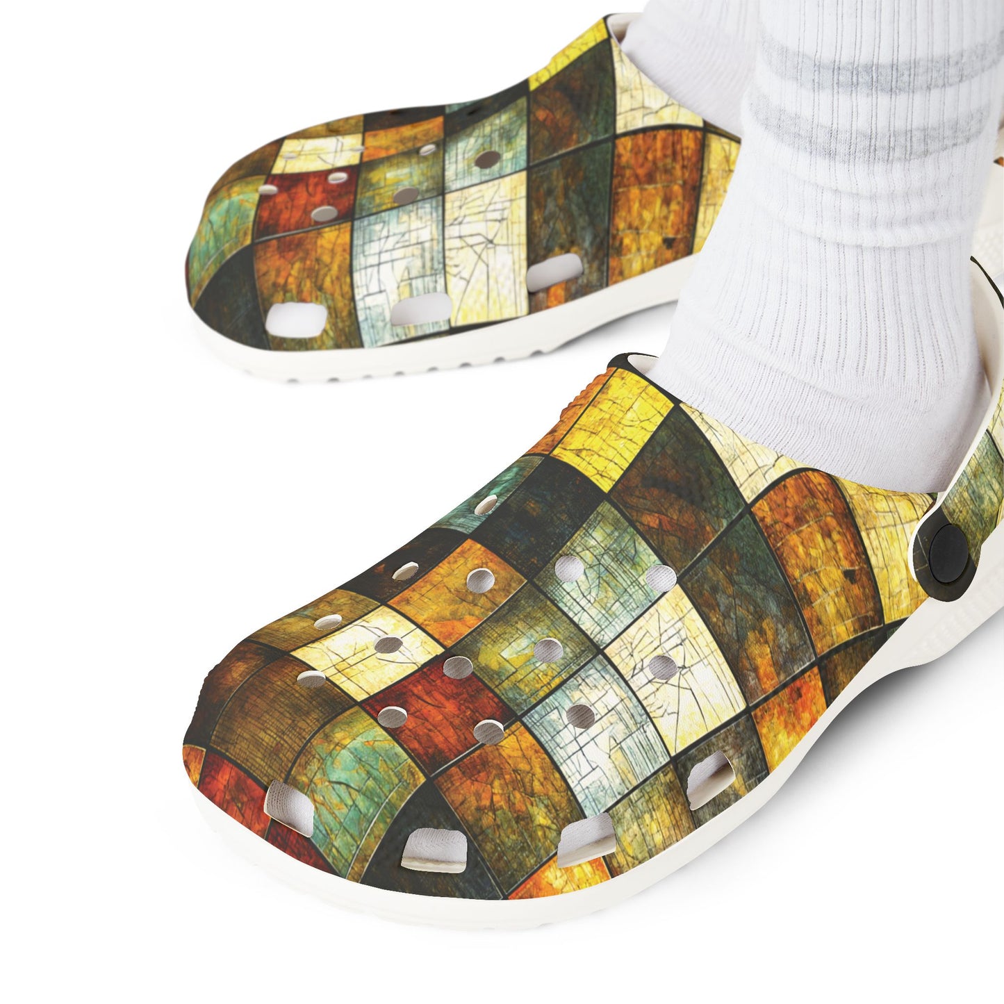 "Wood Block Pattern" #01, Foam Rubber Clogs