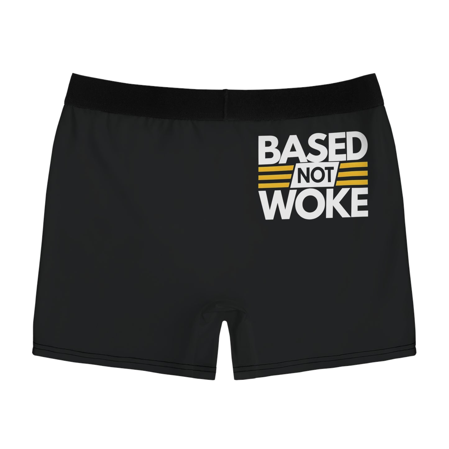"Based not Woke" #01, Men's Boxer Briefs (Moonless Black)