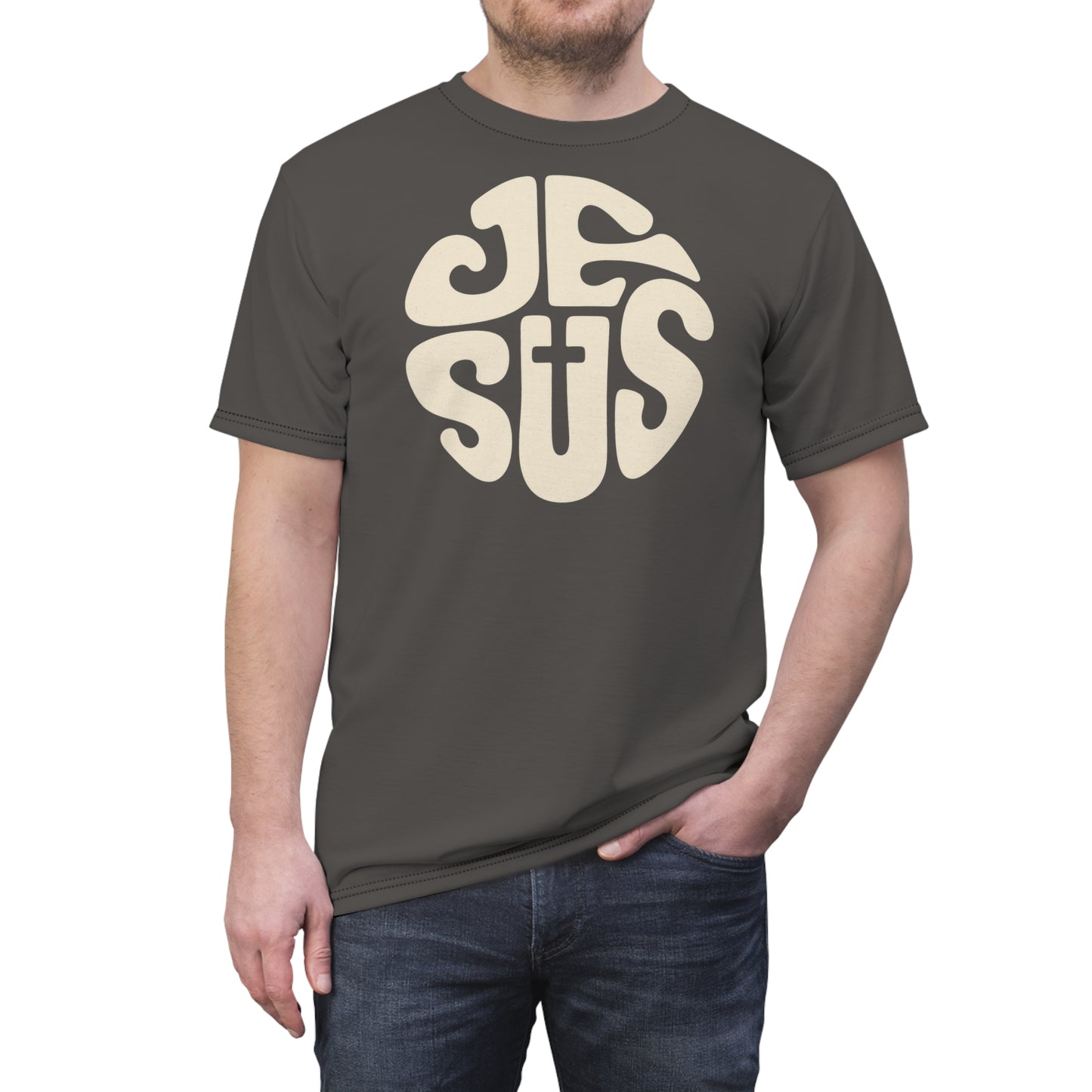 "Retro Jesus", Unisex T-shirt (German Grey)