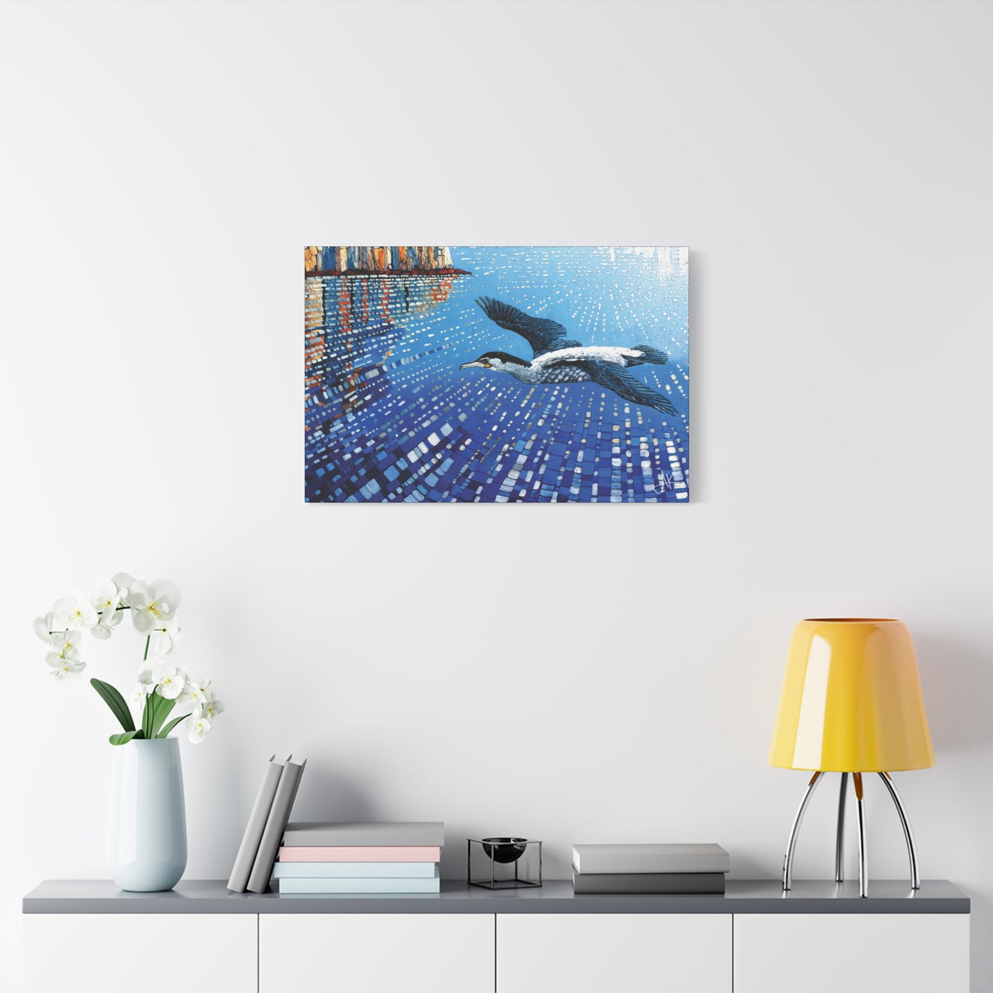 "Sky Kin I – Gannet Over the Reflecting Stack", Fine Art Matte Canvas, Stretched, 1.25"