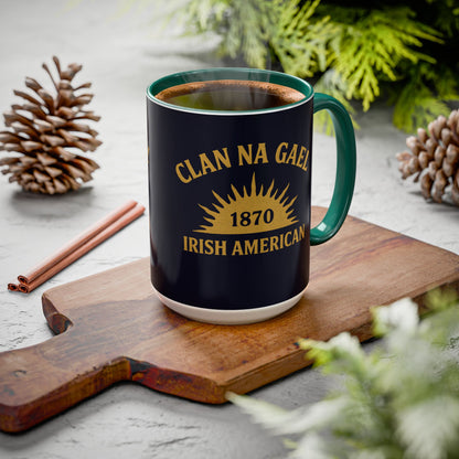 "Clan na Gael - Irish American", Colorful Mugs (11oz, 15oz) (Black Rock Blue)