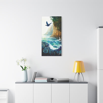 "Sky Kin VI – Gannet Over the Spiral Sea", Fine Art Matte Canvas, Stretched, 1.25"