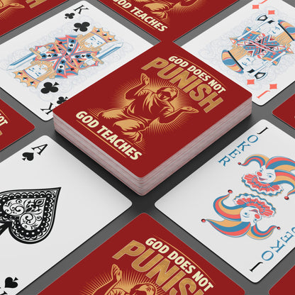 "God Does Not Punish - God Teaches" #02, Christian Playing Cards (Carnelian Red)