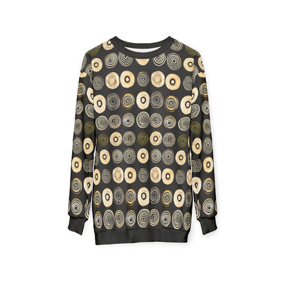 "Punk Polka", Wearable Pattern Art Unisex Sweatshirt (Plain Black Cuffs)