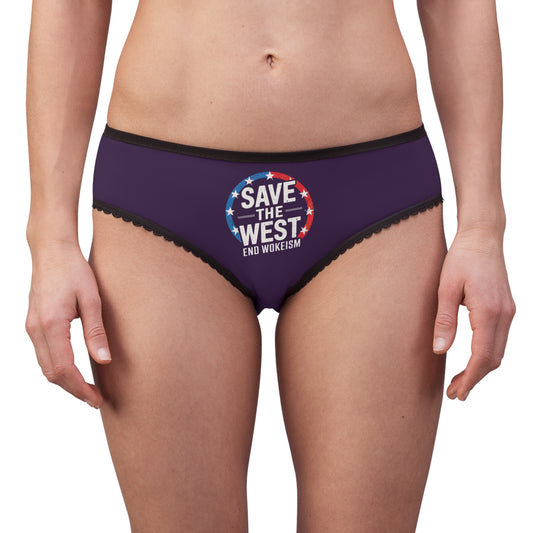 "Save the West - End Wokeism", Women's Briefs (Imperial Plum)