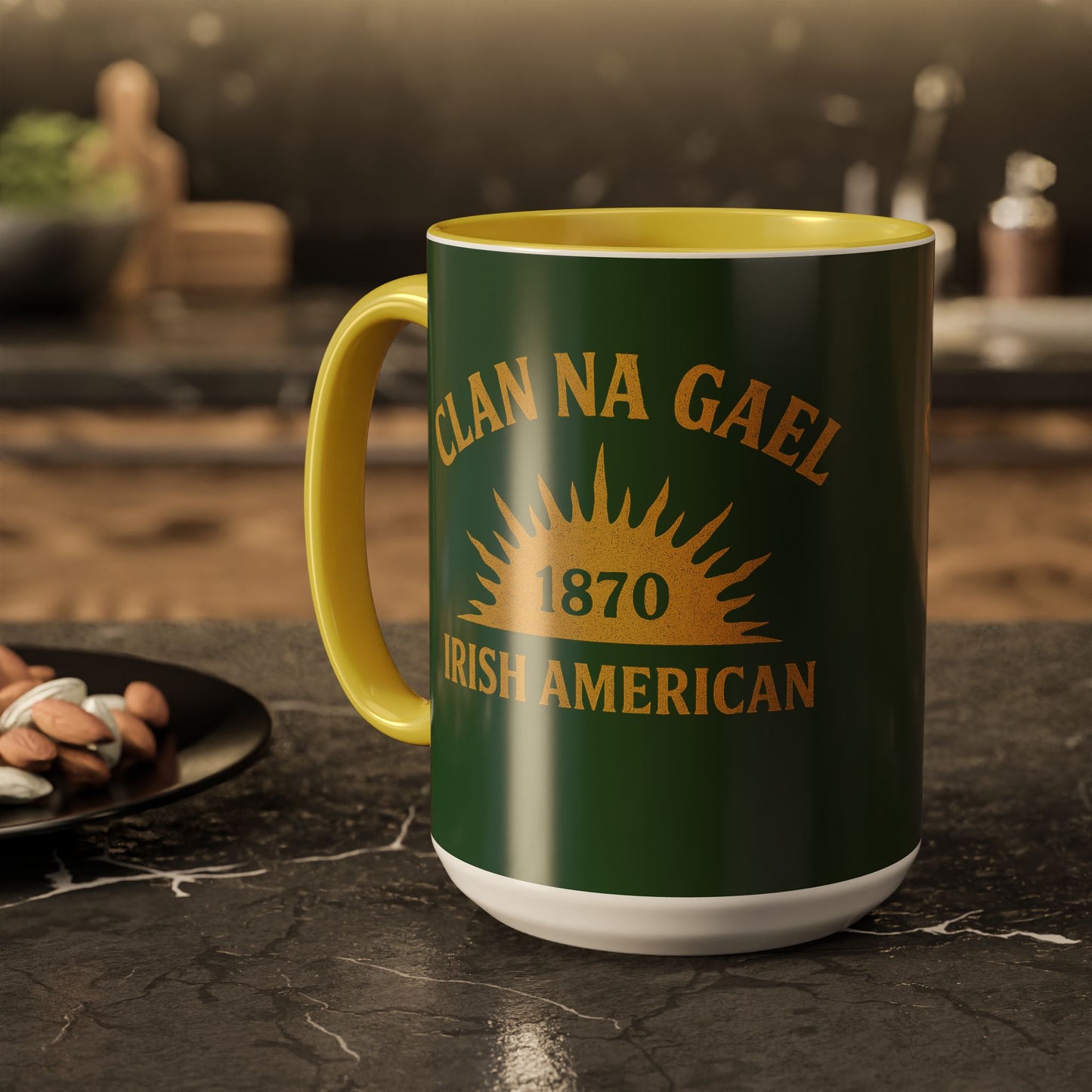 "Clan na Gael - Irish American", Colorful Mugs (11oz, 15oz) (Brithemain Green)