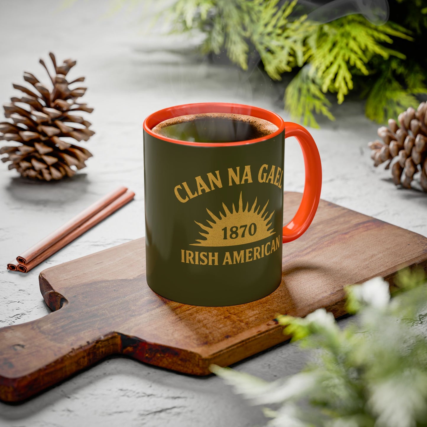 "Clan na Gael - Irish American", Colorful Mugs (11oz, 15oz) (Fianna Green)