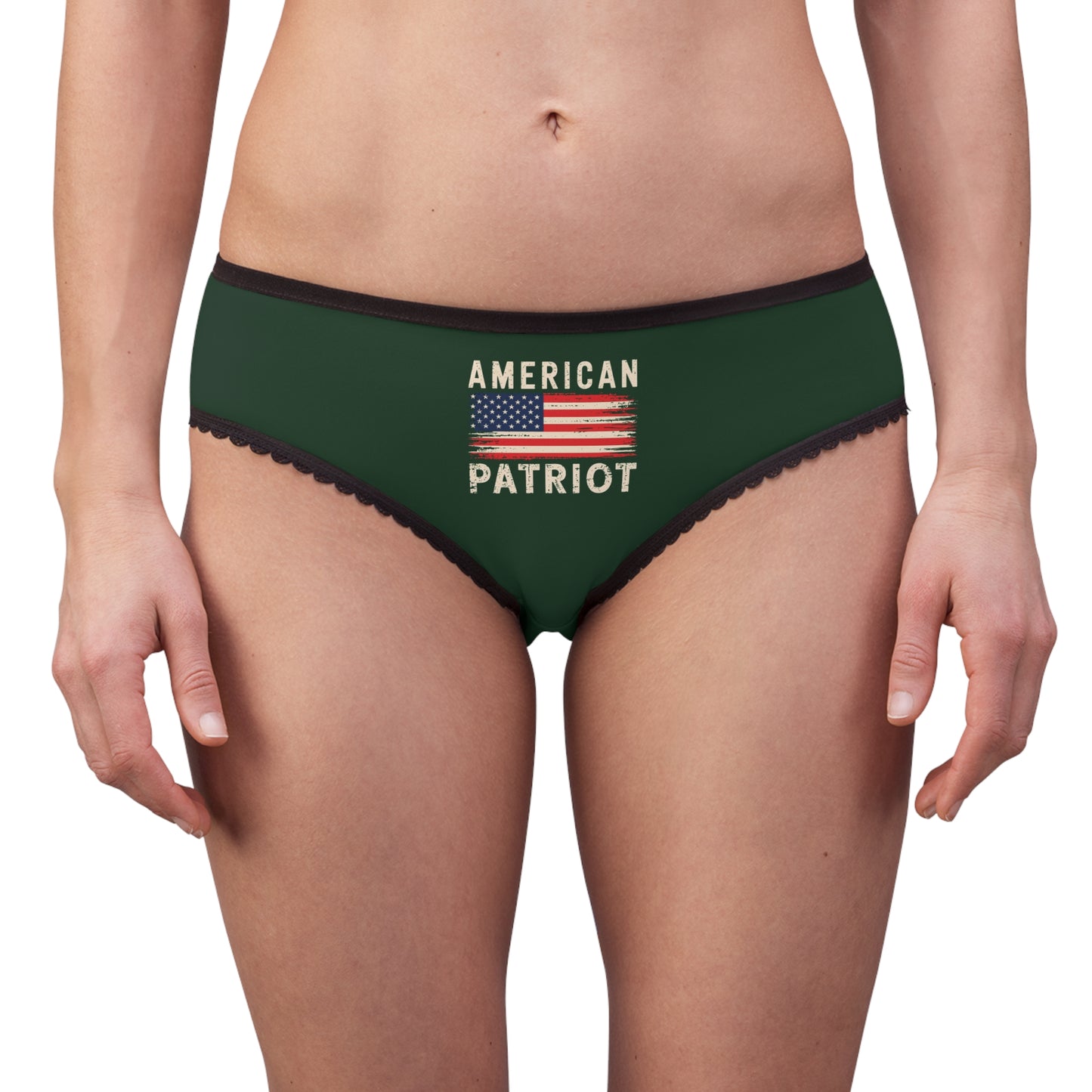 "American Patriot" with Flag #02, Women's Briefs (Monsoon Green)