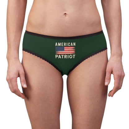 "American Patriot" with Flag #02, Women's Briefs (Monsoon Green)