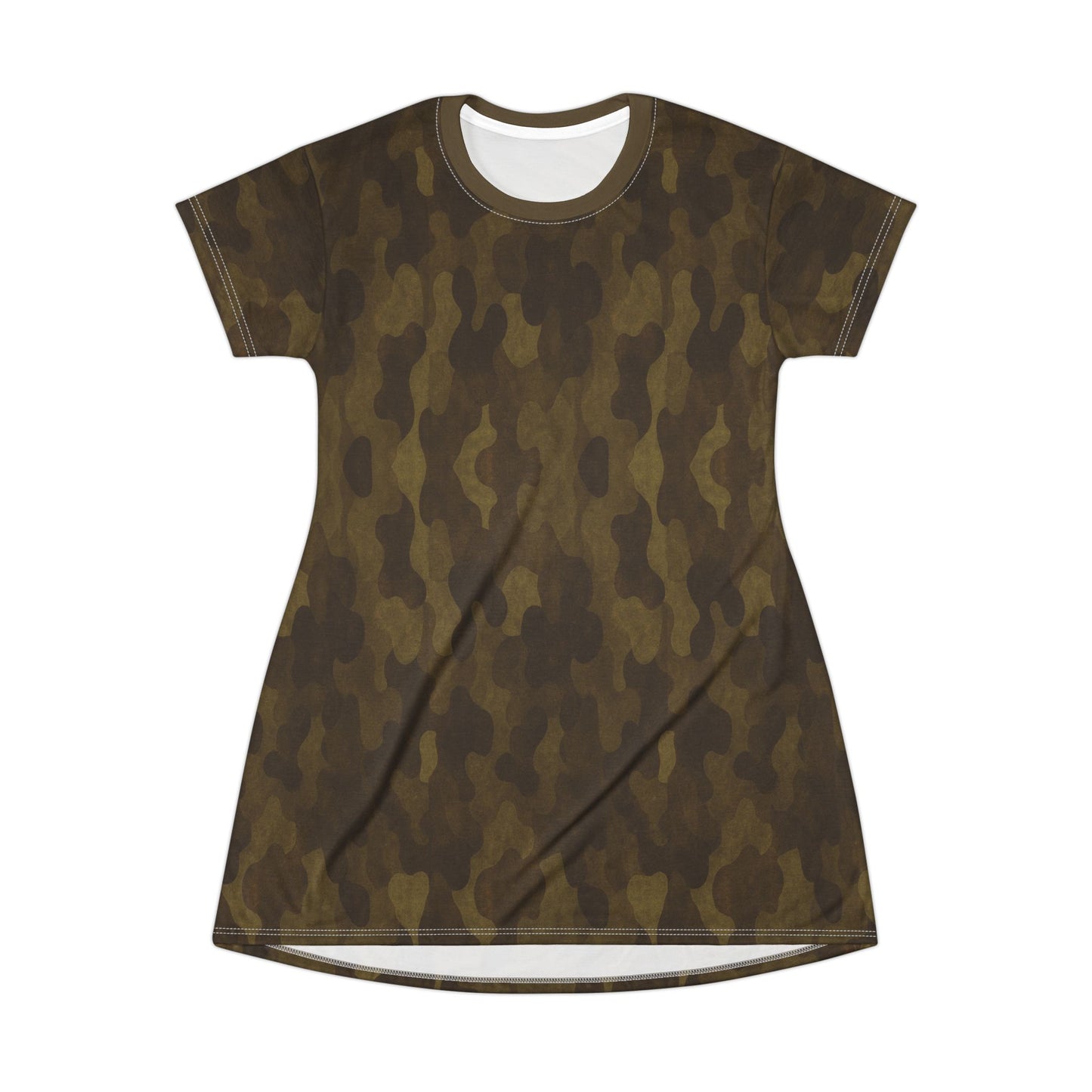 "Swamp Recon Camouflage", T-Shirt Dress (Cattail Bronze Collar)