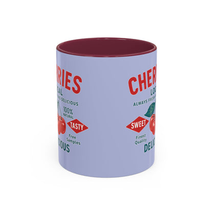 "Delicious Cherries", Colorful Mugs (11oz, 15oz) (Retro Periwinkle)