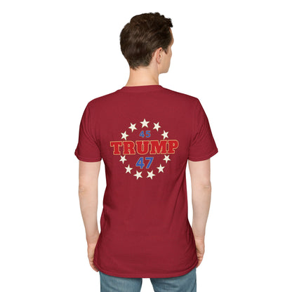 "Trump 45-47 Circle of Stars", Unisex Softstyle T-Shirt