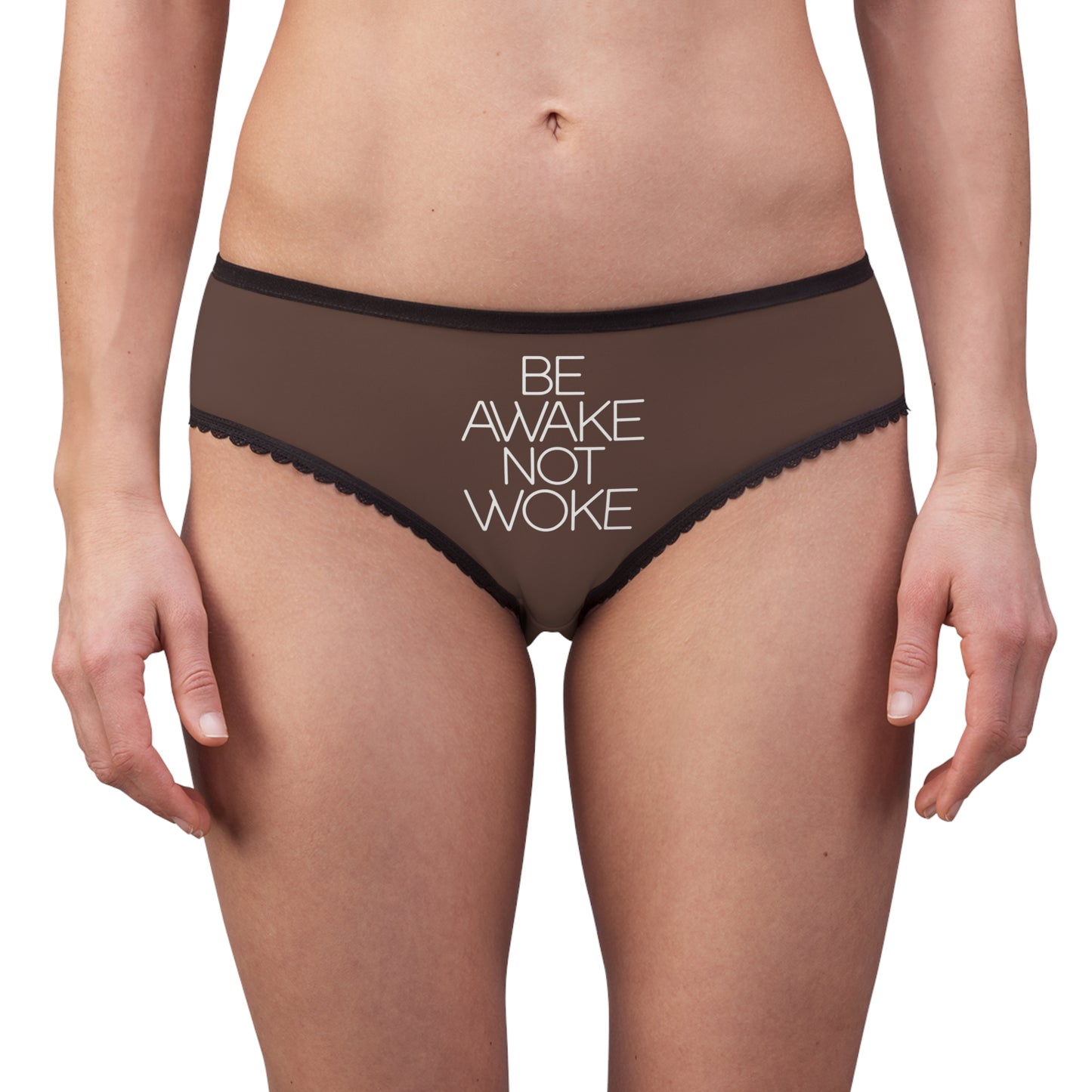 "Be Awake Not Woke" #2, Women's Briefs (Dark Rust)