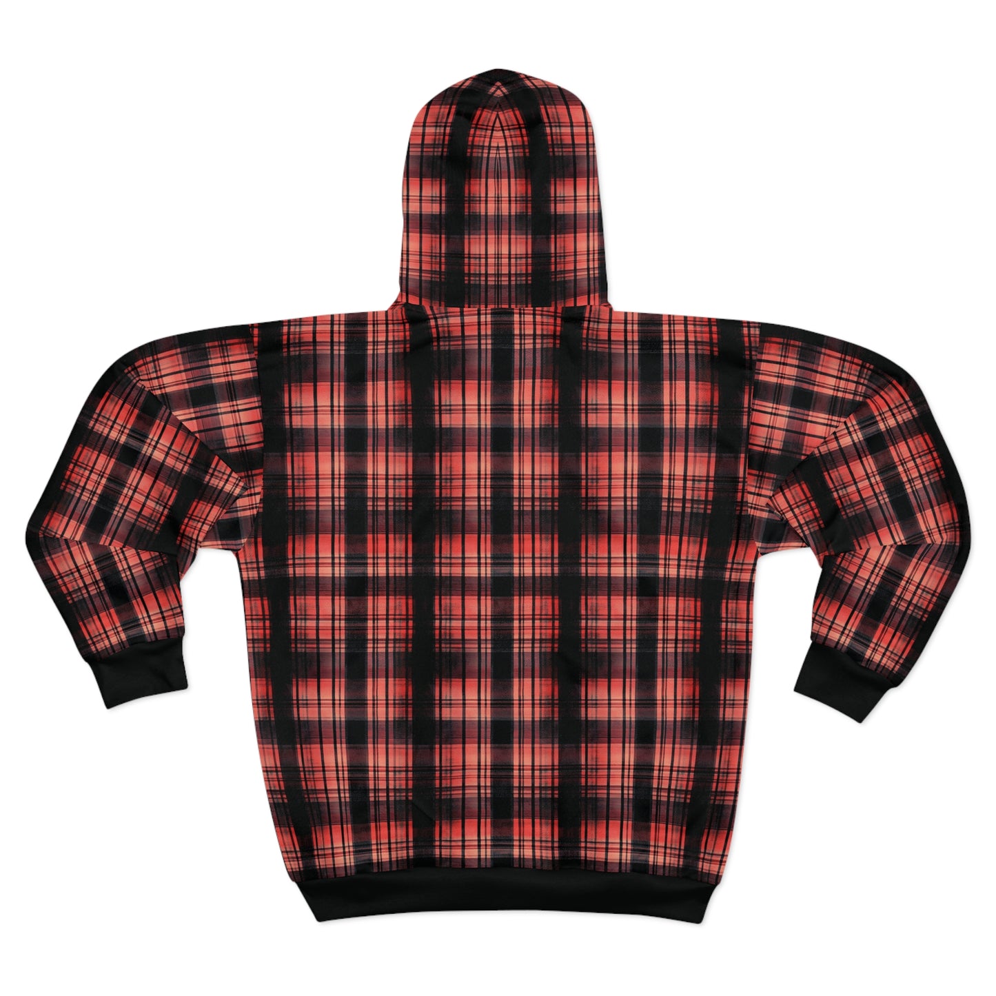 "Kin of Flame", Unisex Wearable Art Zip Hoodie (Noir Black Cuffs)