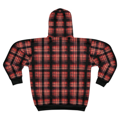 "Kin of Flame", Unisex Wearable Art Zip Hoodie (Noir Black Cuffs)
