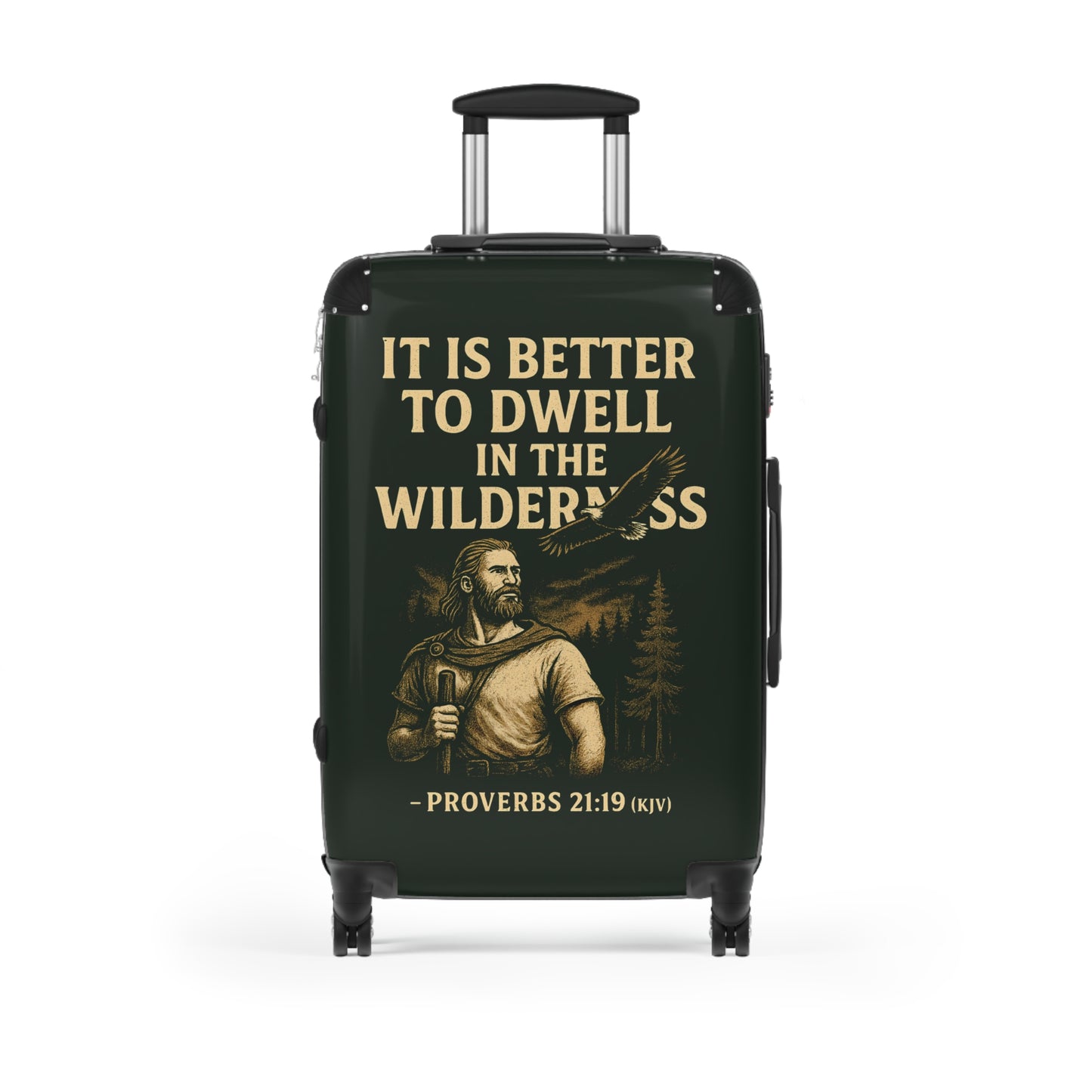 "Proverbs 21:19 (KJV), Suitcases (Dark Woodland Green)