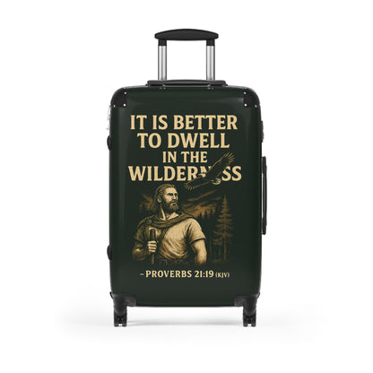 "Proverbs 21:19 (KJV), Suitcases (Dark Woodland Green)