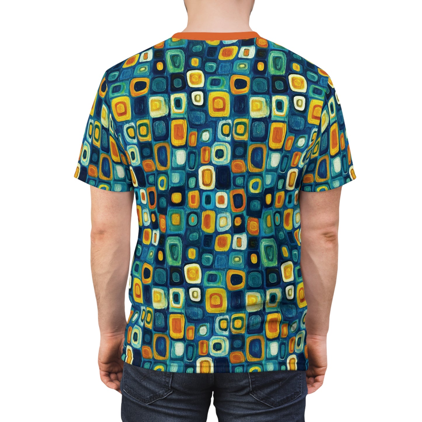 "Soul Mosaic", Unisex Tee (Metallic Orange Collar)