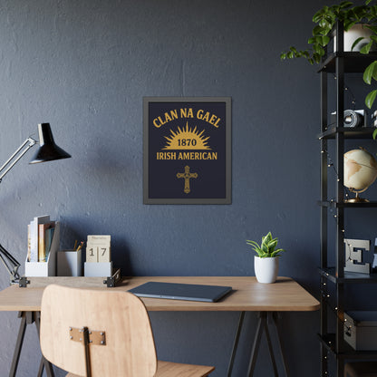 "Clan na Gael - Irish American", Framed Paper Poster (Black Rock Blue)