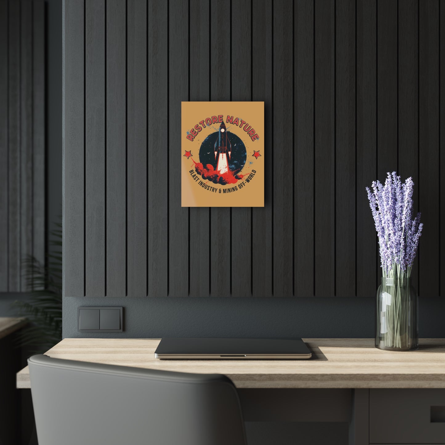 "Restore Nature", Acrylic Wall Prints (French Cleat Hanging) (Earth Brown)