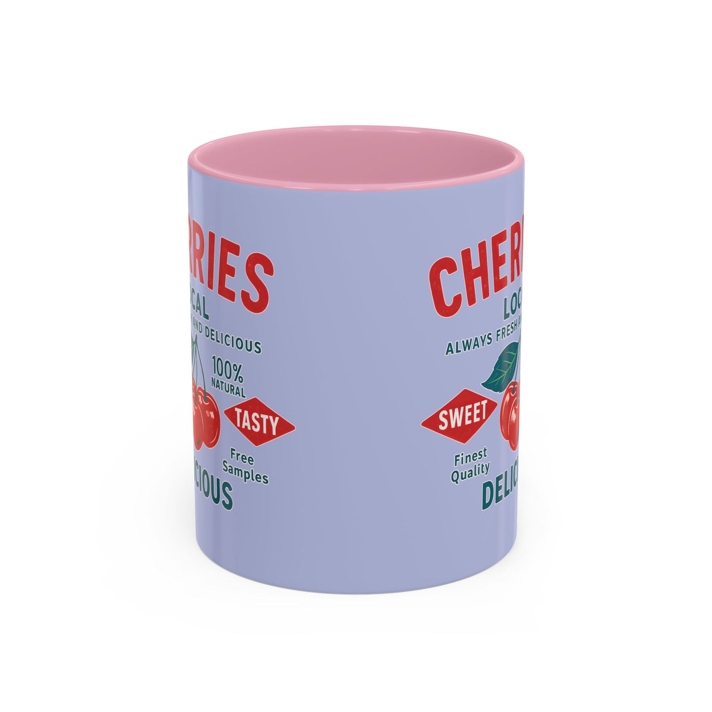 "Delicious Cherries", Colorful Mugs (11oz, 15oz) (Retro Periwinkle)