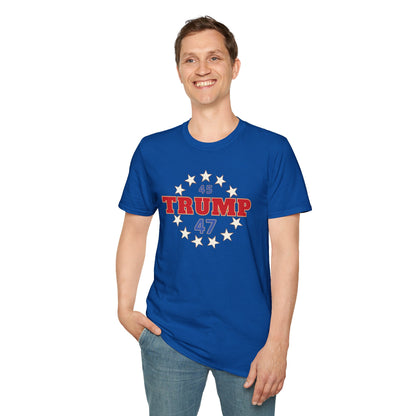 "Trump 45-47 Circle of Stars", Unisex Softstyle T-Shirt