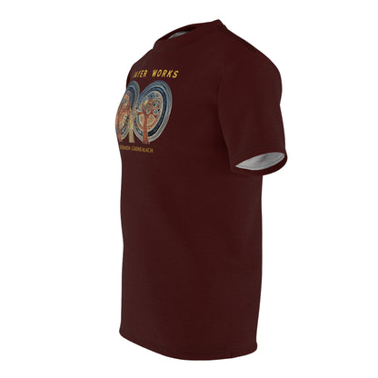 "Prayer Works – Gaelic Christian", Wearable Fine Art Unisex T-shirt (Mahogany)